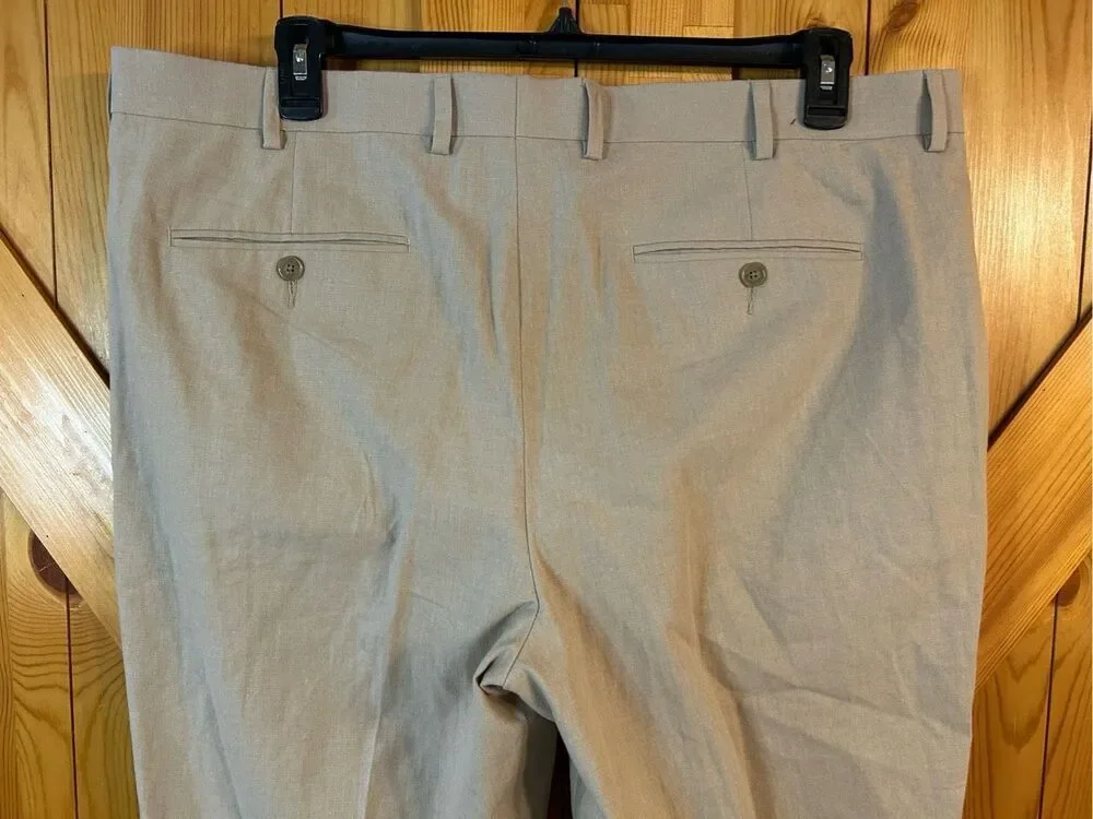 Stafford Slim Fit Linen Blend Flat Front Pants, Men's Size 40x32 NWT (0194)